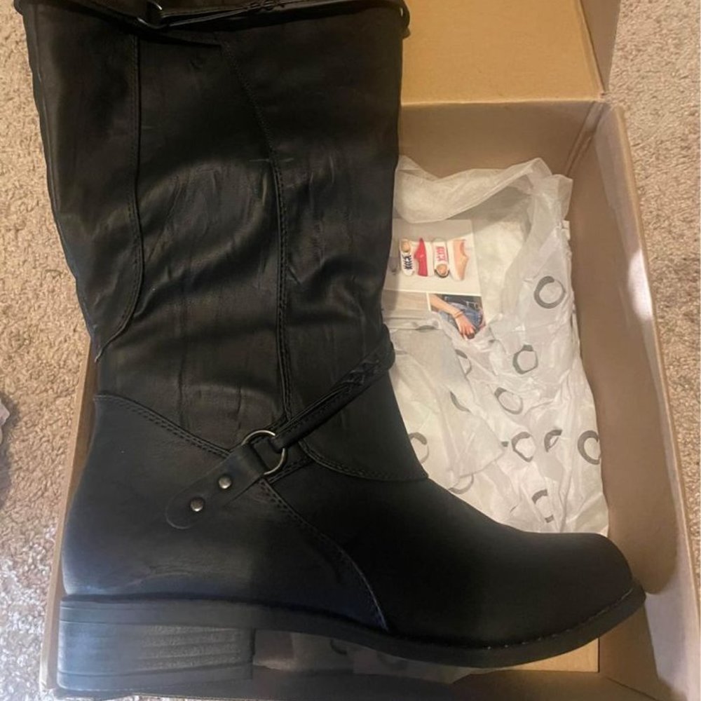 Black Knee High Wide Calf Boots